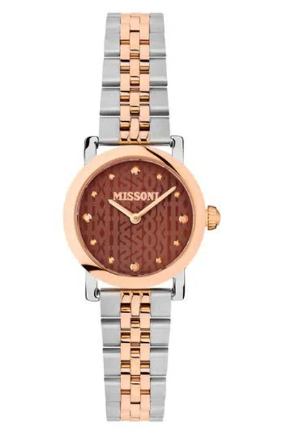 MISSONI MISSONI MINI MONOGRAM TWO-TONE BRACELET WATCH, 28MM