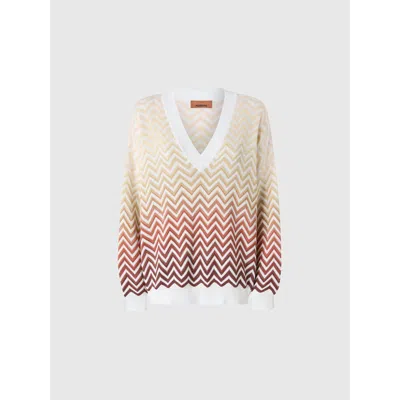MISSONI MISSONI OVERSIZED DÉGRADÉ CHEVRON SWEATER WITH V-NECK
