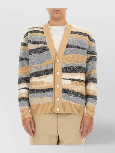 MISSONI STRIPED V-NECK WOOL CARDIGAN