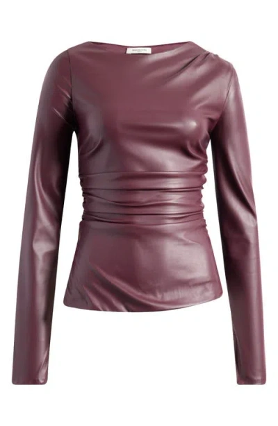 MISTRESS ROCKS MISTRESS ROCKS FAUX LEATHER ASYMMETRIC SPLIT HEM TOP