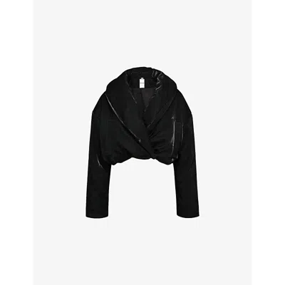 MISTRESS ROCKS WOMENS MISTRESS ROCKS OVERSIZED TEXTURED CROPPED WOVEN PUFFER JACKET