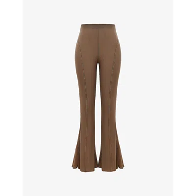 MISTRESS ROCKS WOMENS MISTRESS ROCKS SEAMED FLARED-LEG STRETCH-MESH TROUSERS