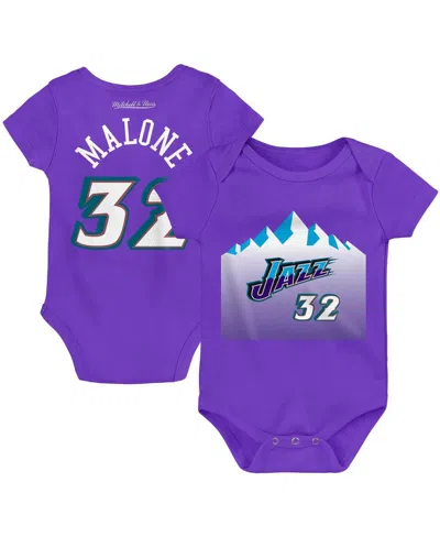 MITCHELL & NESS INFANT BOYS AND GIRLS MITCHELL & NESS KARL MALONE PURPLE UTAH JAZZ HARDWOOD CLASSICS NAME AND NUMBER