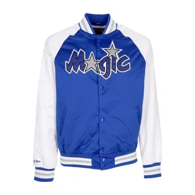 MITCHELL & NESS MEN'S BOMBER JACKET NBA PRIMETIME LW SATIN JACKET HARDWOOD CLASSICS ORLMAG ROYAL