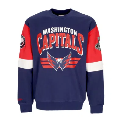 MITCHELL & NESS MEN'S CREWNECK SWEATSHIRT NHL ALL OVER CREW 3.0 WASCAP ORIGINAL TEAM COLORS