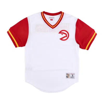 MITCHELL & NESS MEN'S JERSEY NBA FASHION MESH V-NECK HARDWOOD CLASSICS ATLHAW WHITE/ORIGINAL TEAM COLORS