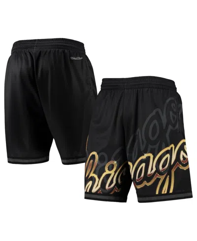MITCHELL & NESS MEN'S MITCHELL & NESS BLACK CHICAGO BULLS BIG FACE 4.0 FASHION SHORTS