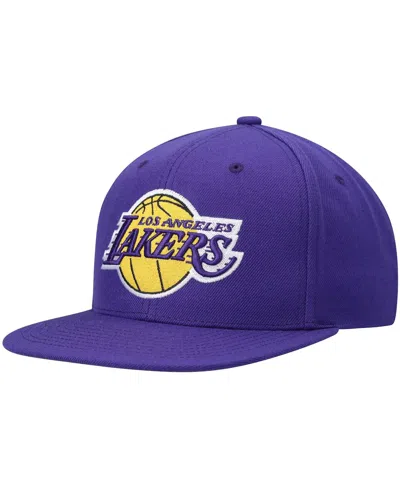 MITCHELL & NESS MEN'S MITCHELL & NESS PURPLE LOS ANGELES LAKERS GROUND 2.0 SNAPBACK HAT