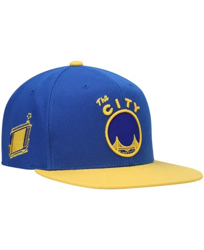 MITCHELL & NESS MEN'S MITCHELL & NESS ROYAL, GOLD GOLDEN STATE WARRIORS HARDWOOD CLASSICS SNAPBACK HAT