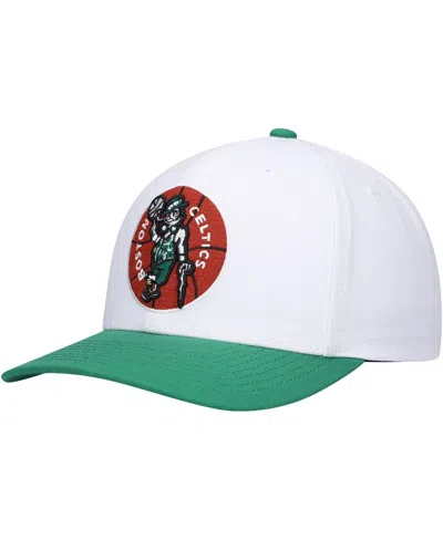 MITCHELL & NESS MEN'S MITCHELL & NESS WHITE, GREEN BOSTON CELTICS HARDWOOD CLASSICS CORE 2-TONE 2.0 PRO SNAPBACK HAT