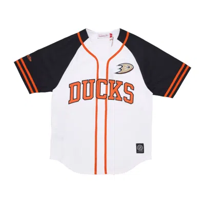 MITCHELL & NESS MEN'S NHL PRACTICE DAY BUTTON FRONT JERSEY ANADUC WHITE