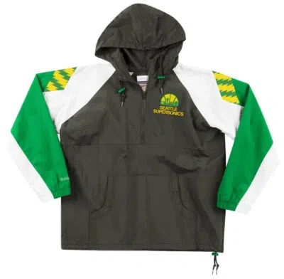 MITCHELL & NESS MITCHELL & NESS SEATTLE SUPERSONICS HALF ZIP ANORAK BLACK JACKET WINDBREAKER NBA