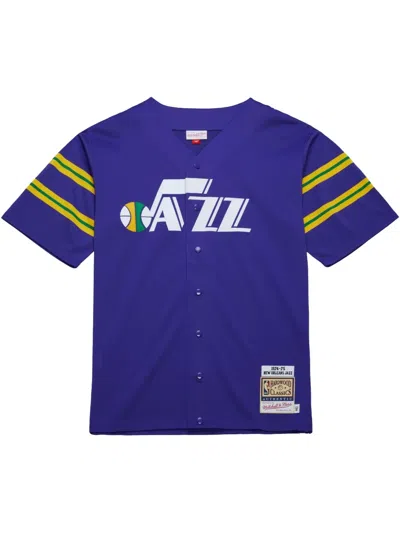 MITCHELL & NESS 1974 NEW ORLEANS JAZZ FULL-SNAP SHOOTING SHIRT