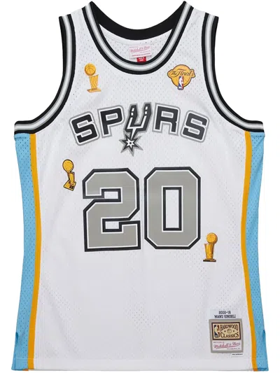MITCHELL & NESS 2002 HARDWOOD CLASSICS RETIREMENT MANU GINOBILI SAN ANTONIO SPURS "WHITE" SWINGMAN JERSEY