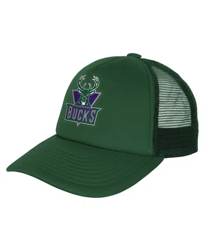 MITCHELL & NESS BIG BOYS AND GIRLS HUNTER GREEN MILWAUKEE BUCKS CORE EVERGREEN TRUCKER ADJUSTABLE HAT