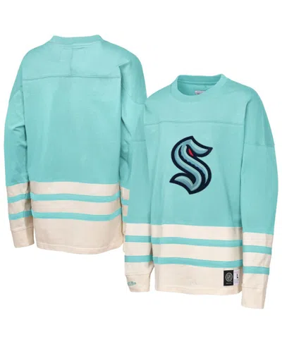 MITCHELL & NESS BIG BOYS AND GIRLS LIGHT BLUE SEATTLE KRAKEN CHAINSTITCH HEAVYWEIGHT LONG SLEEVE TOP