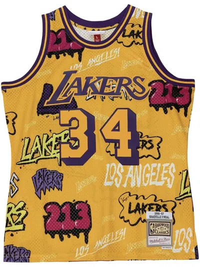 MITCHELL & NESS "LA LAKERS 1996 SHAQUILLE O'NEAL" SLAP STICKER SWINGMAN JERSEY VEST TOP