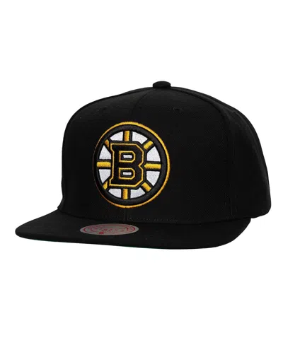 MITCHELL & NESS MEN'S BLACK BOSTON BRUINS CORE TOP SPOT SNAPBACK HAT