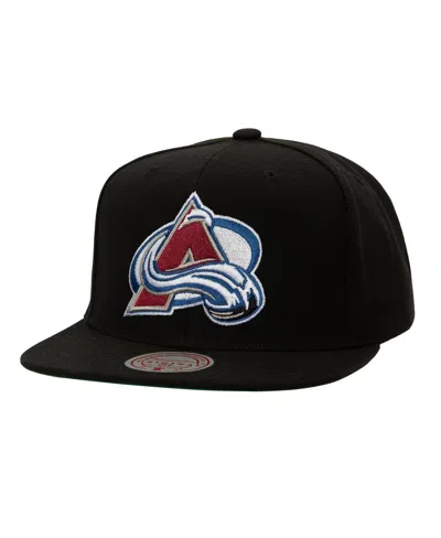 MITCHELL & NESS MEN'S BLACK COLORADO AVALANCHE CORE TOP SPOT SNAPBACK HAT