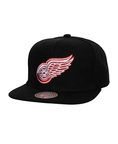 MITCHELL & NESS MEN'S BLACK DETROIT RED WINGS CORE TOP SPOT SNAPBACK HAT