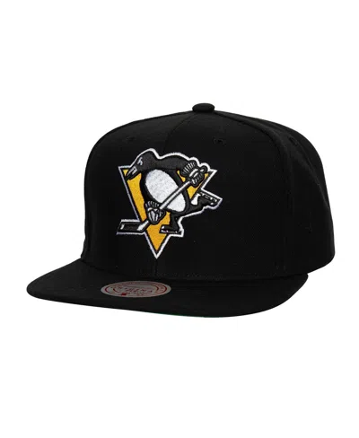 MITCHELL & NESS MEN'S BLACK PITTSBURGH PENGUINS CORE TOP SPOT SNAPBACK HAT