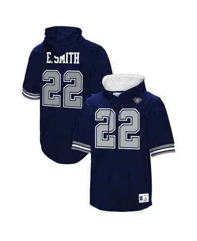 MITCHELL & NESS MEN'S EMMITT SMITH NAVY DALLAS COWBOYS RETIRED PLAYER MESH NAME NUMBER HOODIE T-SHIRT