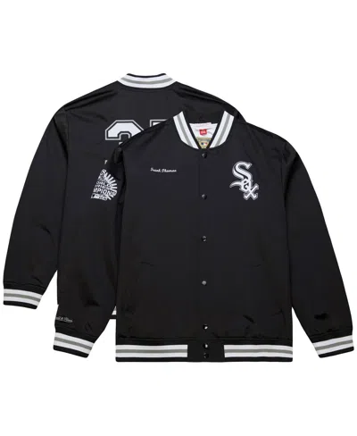 MITCHELL & NESS MEN'S FRANK THOMAS BLACK CHICAGO WHITE SOX LEGENDS COLLECTION VINTAGE SATIN FULL-SNAP JACKET