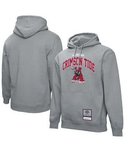 MITCHELL & NESS MEN'S HEATHER GRAY ALABAMA CRIMSON TIDE CLASSIC ARCH PULLOVER HOODIE