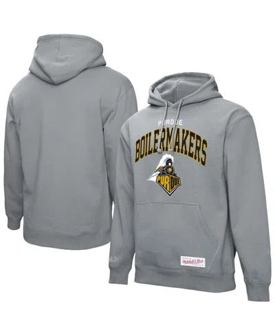 MITCHELL & NESS MEN'S HEATHER GRAY PURDUE BOILERMAKERS CLASSIC ARCH PULLOVER HOODIE