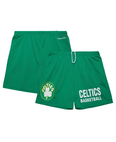 MITCHELL & NESS MEN'S KELLY GREEN BOSTON CELTICS HARDWOOD CLASSICS GAMEDAY MESH SHORTS