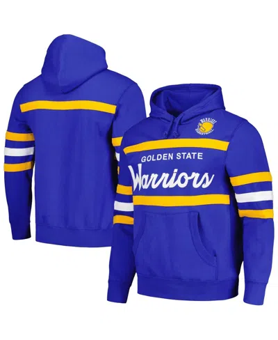 MITCHELL & NESS MEN'S MITCHELL & NESS ROYAL GOLDEN STATE WARRIORS HEAD COACH PULLOVER HOODIE