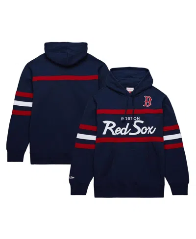 MITCHELL & NESS MEN'S NAVY BOSTON RED SOX HEAD COACH PULLOVER HOODIE
