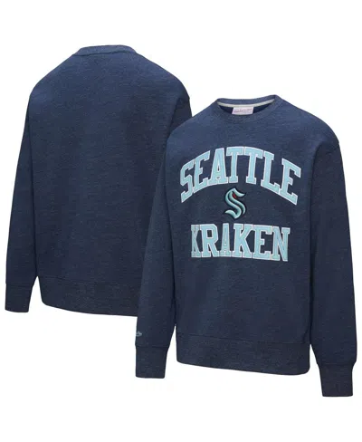 MITCHELL & NESS MEN'S NAVY SEATTLE KRAKEN PLAYOFF WIN FLEECE PULLOVER SWEATSHIRT