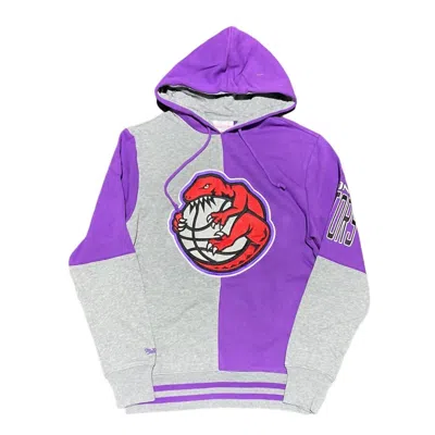 MITCHELL & NESS MEN'S TORONTO RAPTORS SPLIT COLOR HOODIE IN PURPLE/GREY