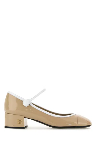 MIU MIU MIU MIU BEIGE LEATHER PUMPS