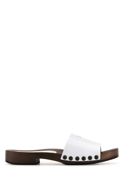 MIU MIU MIU MIU WHITE LEATHER CLOGS