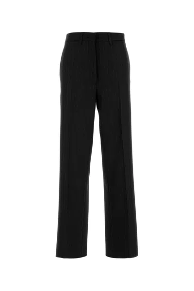 MIU MIU MIU MIU EMBROIDERED STRETCH WOOL PALAZZO PANT