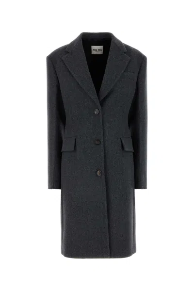 MIU MIU MIU MIU DARK GREY WOOL COAT