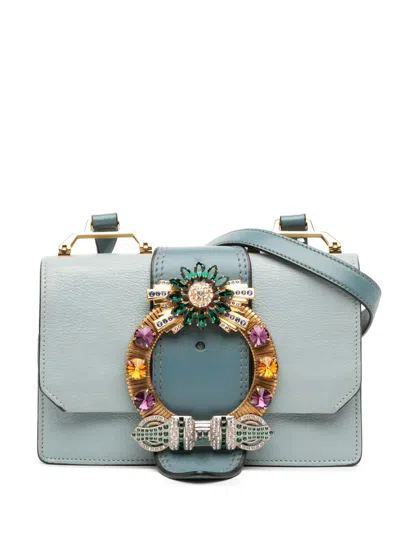 MIU MIU 2010-2025 GOATSKIN MADRAS SOFT CALF CRYSTAL EMBELLISHED CROSSBODY BAG