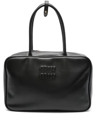 MIU MIU WOMEN BLACK LEATHER BEAU BAG, ONESIZE LUXURY TOTES FOR WOMEN DARVEYS