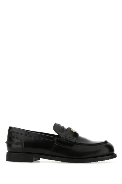 MIU MIU BLACK LEATHER LOAFERS