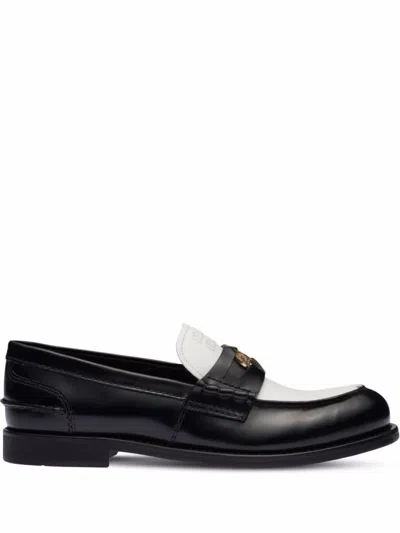MIU MIU WOMEN BLACK SLIP ON LEATHER LOAFERS, 6.5 LUXURY LOAFERS & DRIVERS FOR WOMEN DARVEYS