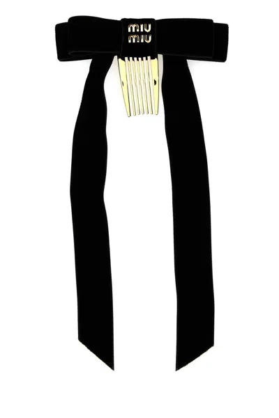 MIU MIU BLACK VELVET HAIR CLIP