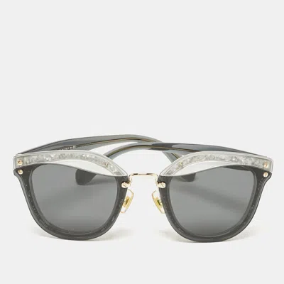 MIU MIU BLACK/GREY SMU03T GLITTER REVEAL CAT EYE SUNGLASSES