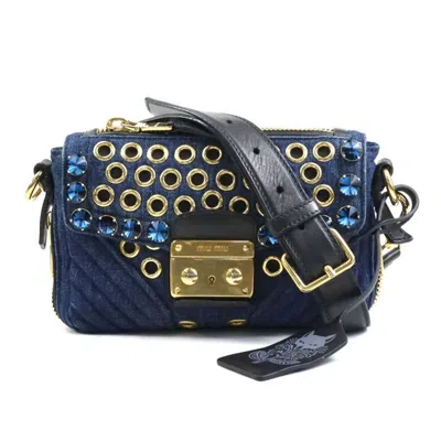 MIU MIU BLUE BLUE LEATHER SHOULDER BAG (PRE-OWNED)