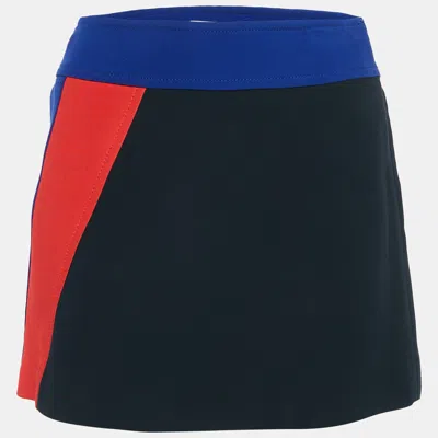 MIU MIU BLUE COLORBLOCKED CREPE MINI SKIRT S