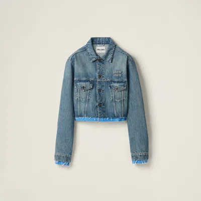 MIU MIU DENIM AND POPLIN TRUCKER JACKET