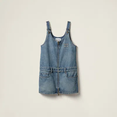 MIU MIU DENIM AND POPLIN ZIPPER DRESS