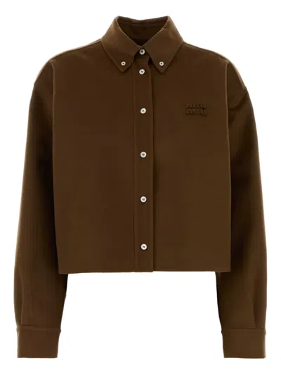 MIU MIU LOGO-EMBROIDERED SHIRT