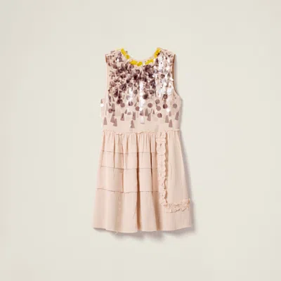 MIU MIU EMBROIDERED MAROCAIN DRESS